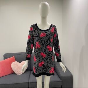 BETSEY JOHNSON Animal Print and Roses Fleece Nightgown or Loungewear Size Medium